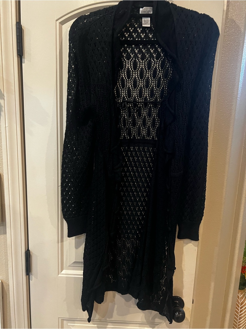 Chico’s Long Reese Ruffle Cardigan - Picture 2 of 5